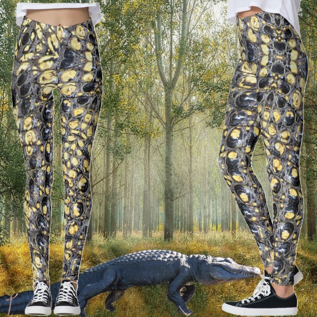 Leggings de "Pele do Gator" Pretas e Amarelas (Criador carregado)