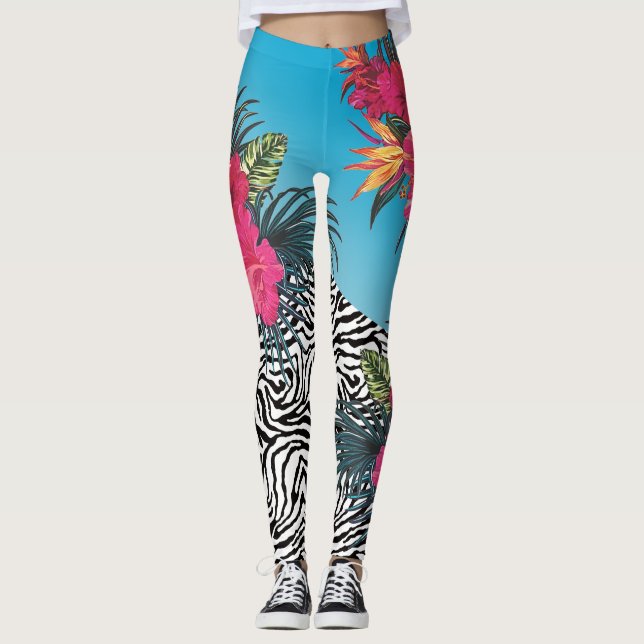 Leggings de pele zebra quente (Frente)