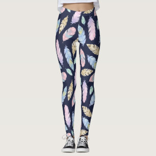 Leggings de Penas Boho Pastel
