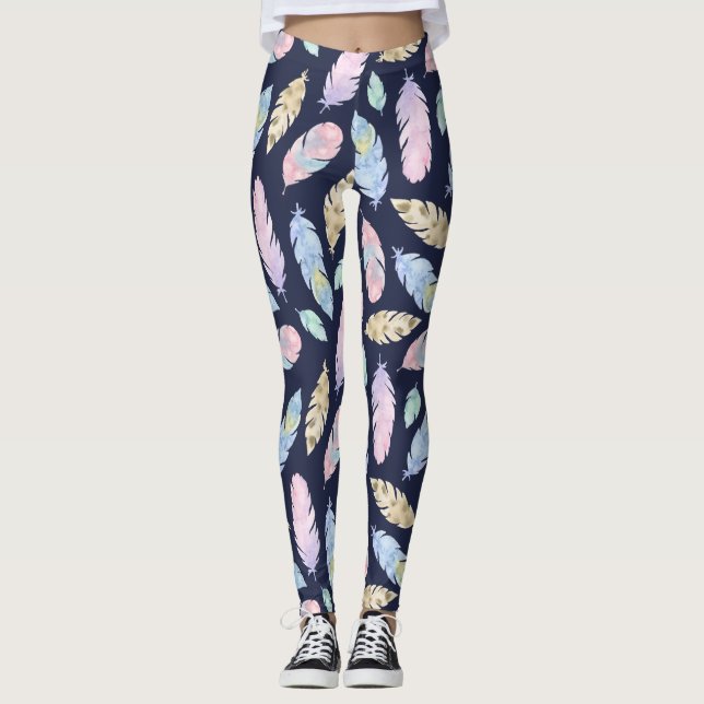 Leggings de Penas Boho Pastel (Frente)