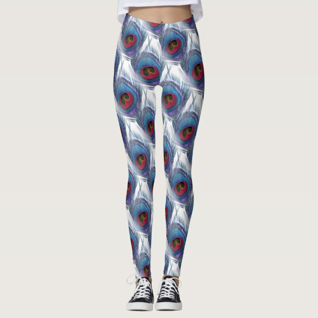 Leggings de Penas de Pavimentos Azuis (Frente)