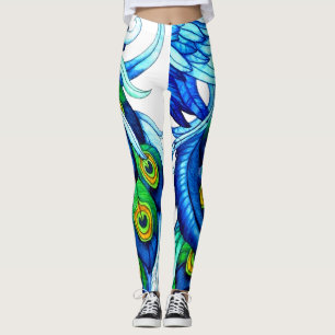 Leggings de penas de peacock