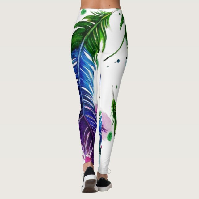 Leggings de penas pintadas por aquarelas (Verso)