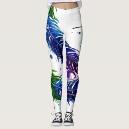 Leggings de penas pintadas por aquarelas