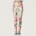 Leggings de Pêonias Vintage e Hydrangeas<br><div class="desc">Leggings elegantes com ilustrações de rosas rosas e peônias cor-de-rosa pinceladas com hífenes de marfim. Este clássico leggings florais será perfeito como presente.</div>