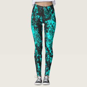 Leggings de pincel de pintura ciano