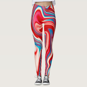 Leggings de pintura vermelha, branca e azul