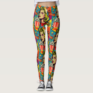 leggings de pipocas de pop art