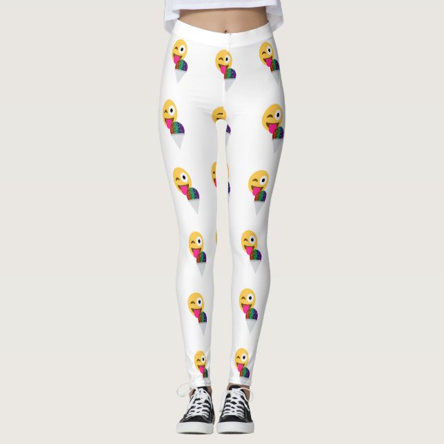 leggings de piscar os olhos emoji reluzentes (Frente)