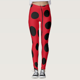 Leggings de Pontos Pretos e Vermelhos de Ladybug