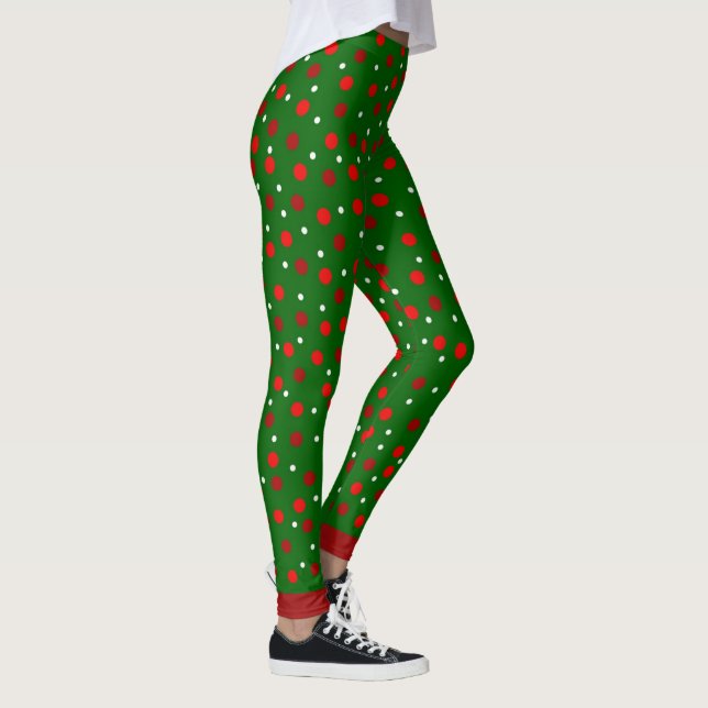 Leggings de pontos verdes/brancos e vermelhos nata (Direita)