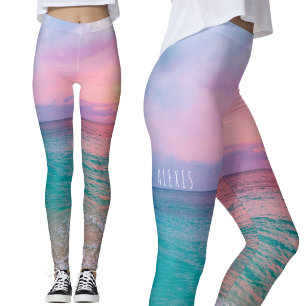 Leggings de Pôr do Sol no Oceano de Verão