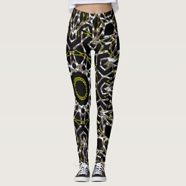Leggings de prata e mandala Dourada (Frente)