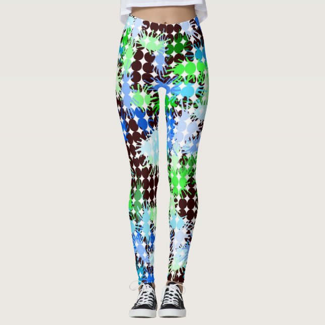 Leggings de proteção de pintura azul, verde e pret (Frente)