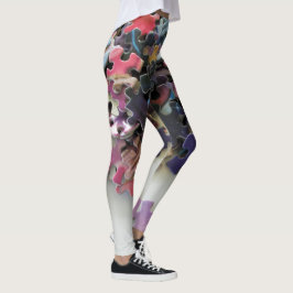 Leggings de quebra-cabeça de pinças coloridas