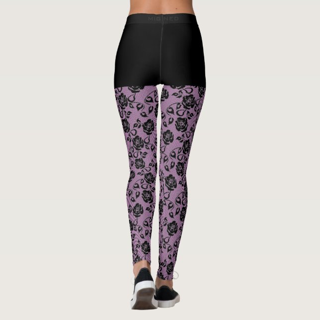 Leggings de rede de renda preta - Escolha a cor (Verso)