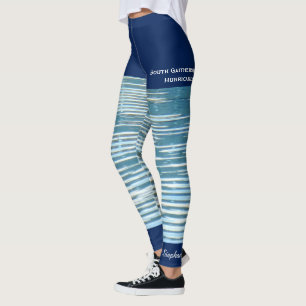 Leggings de Reflexo de Água com Shorts Azuis Fals