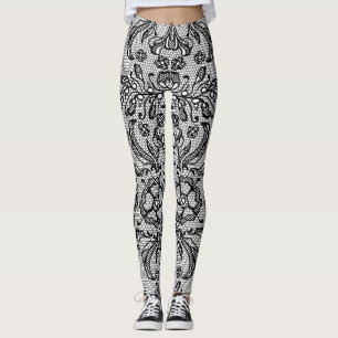 Leggings de rendas francesas negras