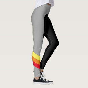 Leggings de risca amarela/vermelha esportiva/laran