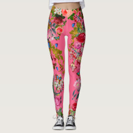 Leggings de Rosa de jardim, cor-de-rosa-claro