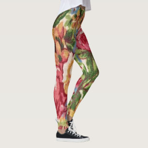 Leggings de "Rosa gigante Vintage Impressão" Yoga