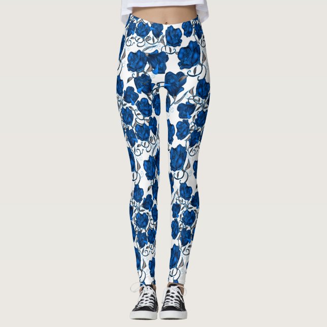 Leggings de Rosas Azuis (Frente)