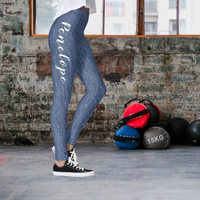 Leggings de script de Jeans azuis falsos chic (Criador carregado)