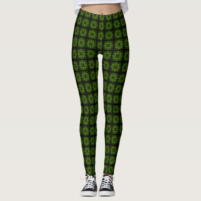 Leggings de Spandex em Floresta Verde (Frente)