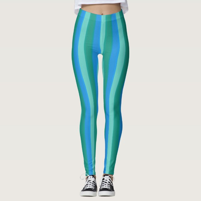 Leggings de Teal Atômico e Turquesa (Frente)