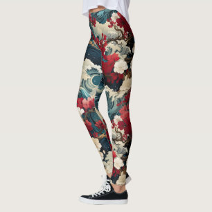Leggings de tempestade de flores - Bonito