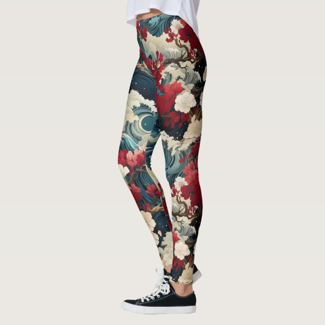 Leggings de tempestade de flores - Bonito (Esquerda)