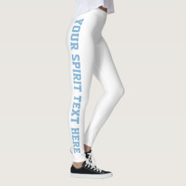 Leggings de Texto Azul do Espírito Escolar Branco