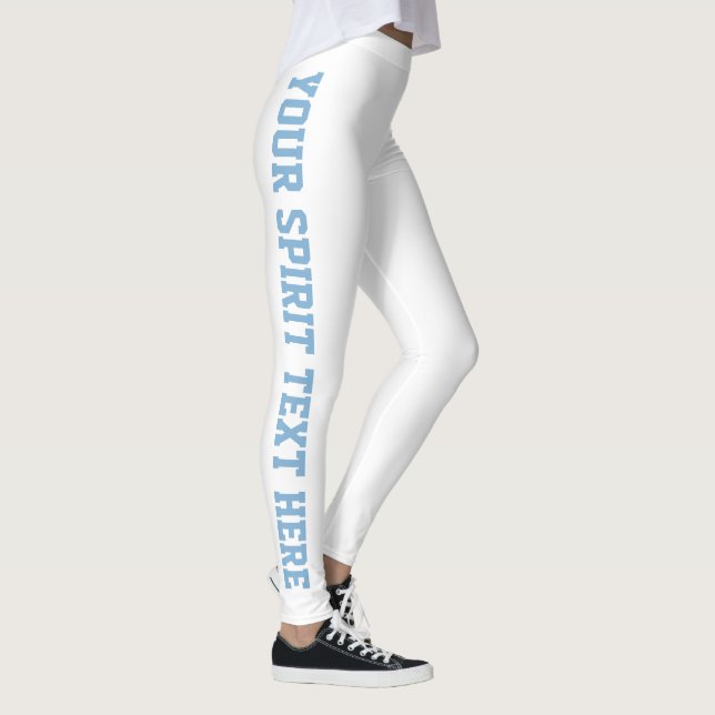 Leggings de Texto Azul do Espírito Escolar Branco (Direita)