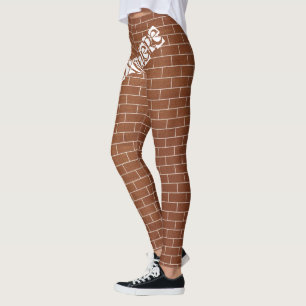 Leggings de texto personalizadas - Parede de tijol