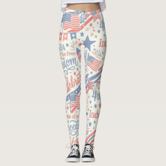 Leggings de Tipografia Vintage 4 de Julho da Liber