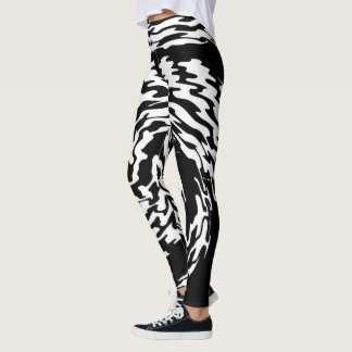 Leggings de torção preto e branco para mulheres