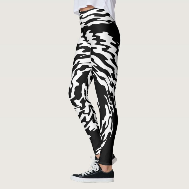 Leggings de torção preto e branco para mulheres (Esquerda)