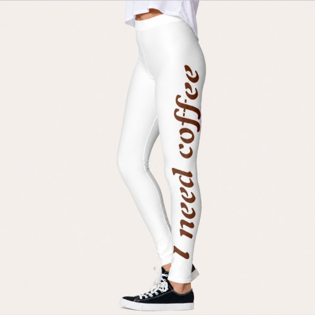 Leggings de Treino 'Preciso de Café' para Mulheres (Criador carregado)