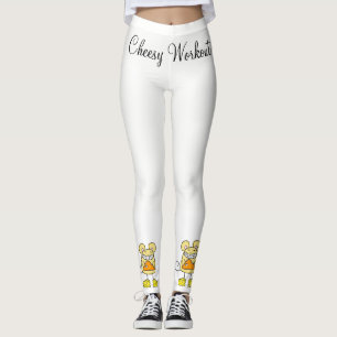 Leggings de Treino Queijoso Rato Pizza Branco