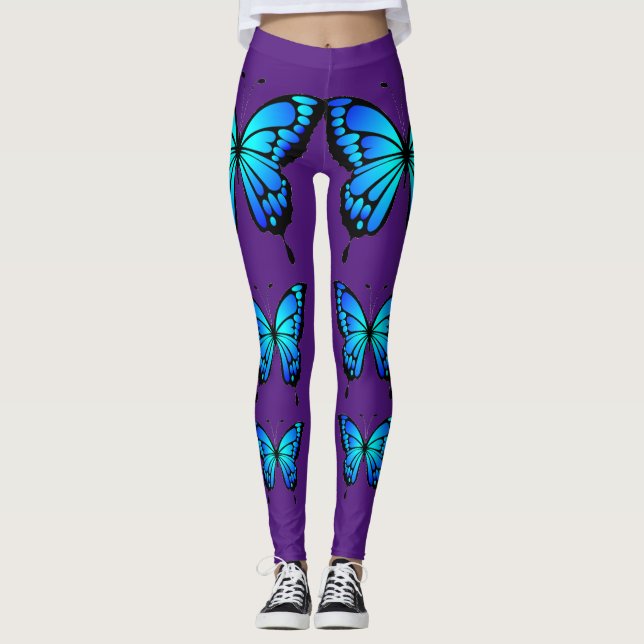Leggings de Trendy Lilac Roxo-Real da Borboleta Az (Frente)