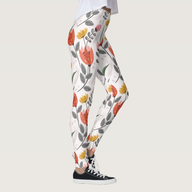 Leggings de Tulipas Desenhadas Modernas (Direita)