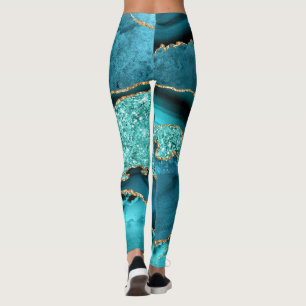 Leggings de turquesa azul-lacrimejante Dourada com