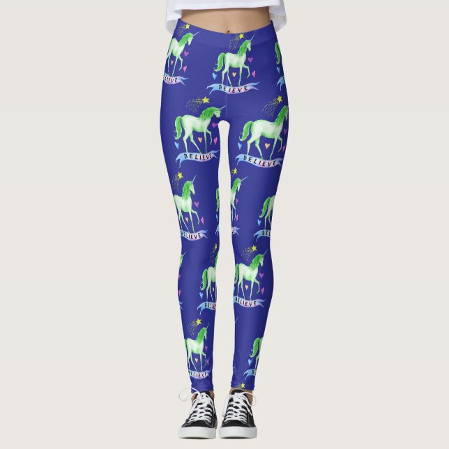 Leggings de Unicórnio Verde (Frente)