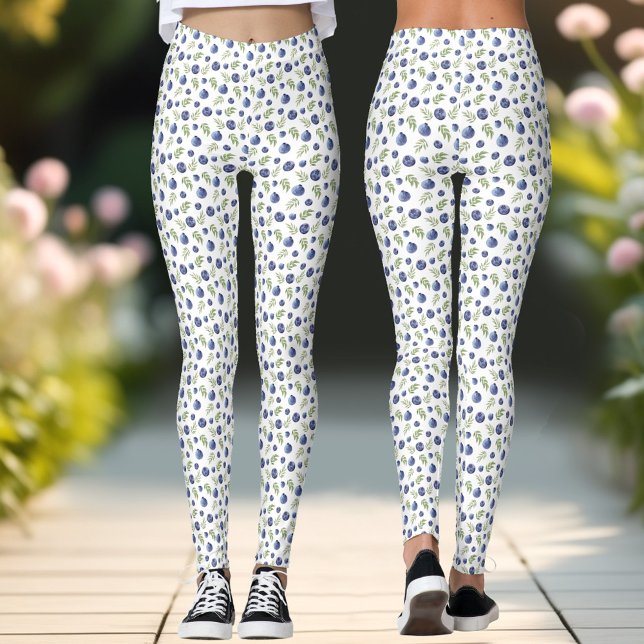 Leggings de Verão de Berries (Blueberry Pattern Berries Summer Leggings)