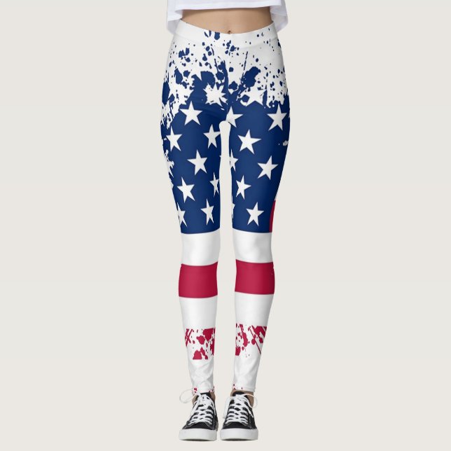 Leggings de Verão do Patriotismo Americana (Frente)