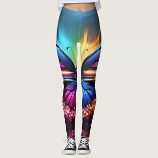 Leggings de vestuário para mulheres borboletas