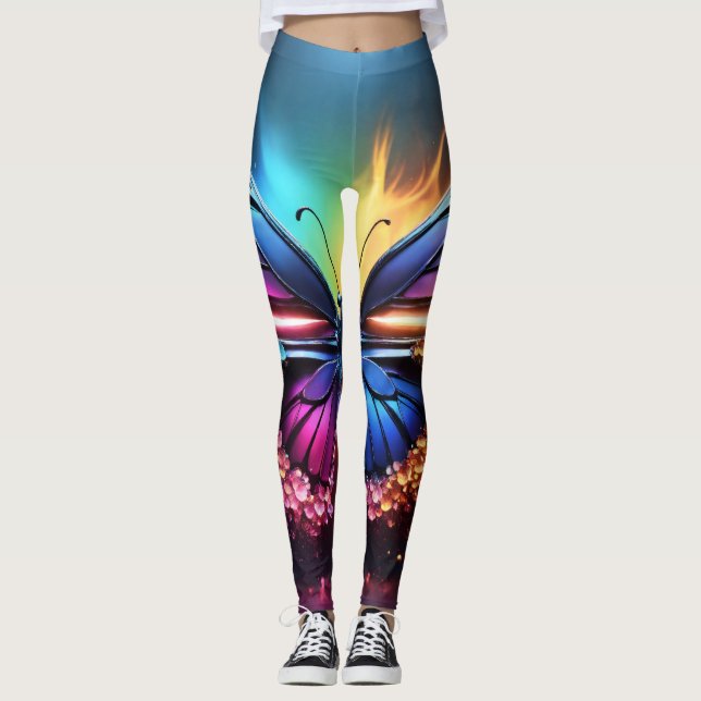 Leggings de vestuário para mulheres borboletas (Frente)