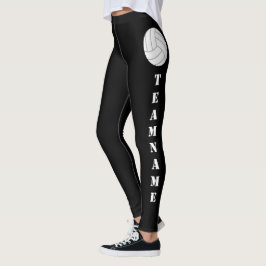 Leggings de voleibol de texto vertical do nome da 