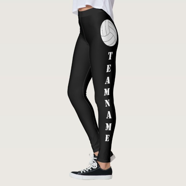 Leggings de voleibol de texto vertical do nome da  (Esquerda)