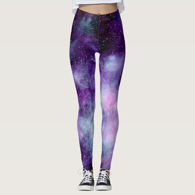 Leggings de wallpaper de galáxia mágica (Frente)